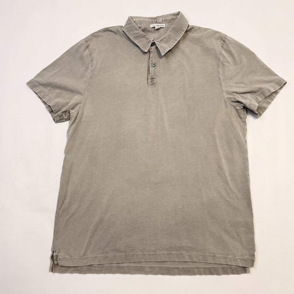 James Perse Polo Shirt Mens Large Gray Supima Cotton Jersey Made USA Casual
